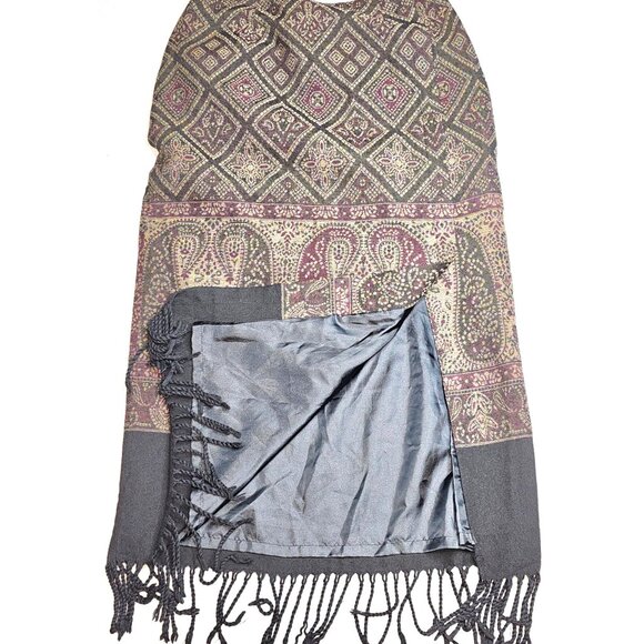 Pursuits Ltd. Womens Sz 6 Paisley Fringe Hem Black Western Boho Gypsy Skirt - Picture 7 of 9